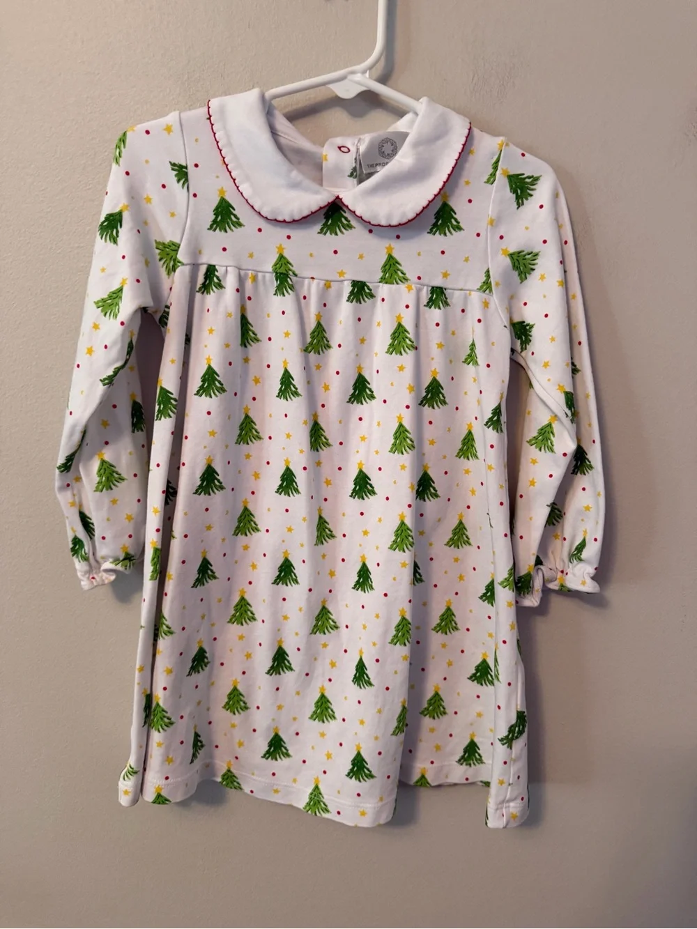 The Proper Peony White Christmas Tree-Print Dress